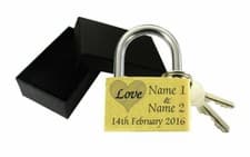 Image of Wedding Gift Love Lock Personalised Engraved Padlock Present Anniversary Box