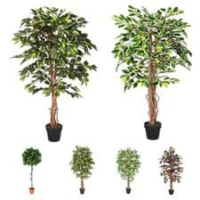 Image of Artificial Ficus Tree 4 Ft and 6 Ft Large Realistic Indoor Faux Potted Plant