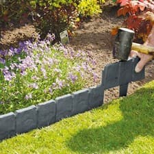 Image of 40 x Plastic Cobbled Stone Effect Garden Edging Hammer-in Lawn Plant Border