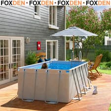 Image of Rectangle Steel Frame PVC Swimming Pool with Ladder and Pump 8870 Litres - Grey
