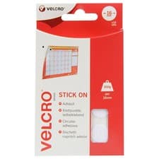 Image of VELCRO® Brand Stick On Coins 16mm x 16 Sets - White