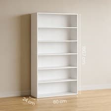 Image of VASAGLE Bookcase, 6-Tier Bookshelf,Open Storage Shelf, Cloud White LBC412W01