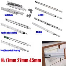 Image of 1-10Pairs Drawer Runners Ball Bearing Groove Cabinet Draw Slides 17mm 27mm 45mm