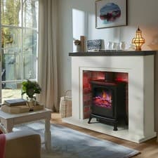 Image of Electric Fireplace Suite with Black Stove & Flue - Endeavour Fires Farlington