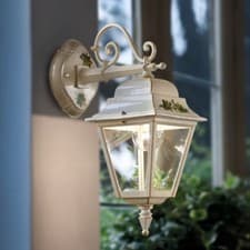 Image of Outdoor Wall Sconce Classic Ivory and Gold Lantern 1 Light FL-185