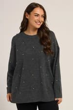 Image of Yours Curve Women's Plus Size Embellished Front Jumper
