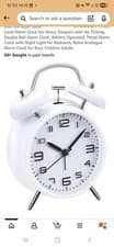 Image of Super Loud Double Bell Alarm Clock with Night Light Bedside Home Decor Clock UK