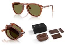 Image of Persol Steve McQueen 714 Folding Polarized Aviator Sunglasses Men