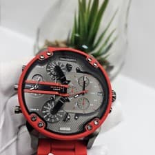 Image of NEW DIESEL MENS WATCH DZ7370 XL 2.0 MR BIG DADDY RED SILICONE GREY DIAL