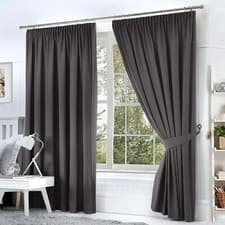 Image of Thermal Blackout Curtains Ready Made Eyelet Ring Top or Pencil Pleat Tie Back