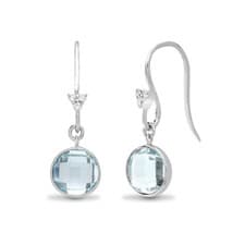 Image of 18ct White Gold Jewelco London Diamond Blue Topaz Bubbly Tear Drop Earrings