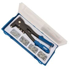 Image of DRAPER TOOLS HAND POP RIVETER RIVETING GUN KIT + 100 ASSORTED RIVETS 27843