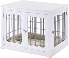 Image of Furniture Style Dog Crate with Double Door Wooden Dog Kennels End Table DogHouse