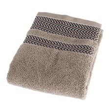 Image of Taupe Bath Towel 500 GSM 100% Portuguese Cotton Chevron Ultra Absorbent