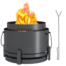 Image of Outsunny 37cm Smokeless Wood Burning Firepit Metal Fire Pit, Dark Grey