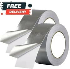 Image of ALUMINIUM FOIL TAPE ROLLS 48-72-96MM X 50M HEAT INSULATION DUCT SELF ADHESIVE