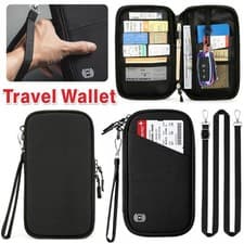 Image of RFID Blocking Travel Body Wallet Passport Holder Neck Shoulder Document Bag Case