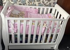Image of Obaby Stamford MINI Cot Bed with Drawer - White - Suitable for Baby or Toddler