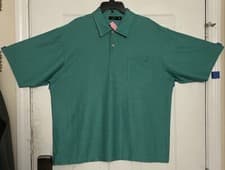 Image of Johnnie Walker Men's Size XL Aqua Green Silk & Ramie Blend Polo Shirt