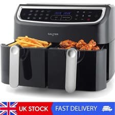 Image of Salter EK4548 Dual Air Fryer 8.2L - Oil-Free with 12 Presets & Sync Function