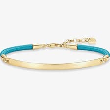 Image of THOMAS SABO Gold Plated Love Bridge Blue Bracelet LBA0032-848-31