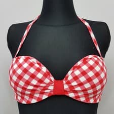 Image of Ex Boux Avenue Women's Red Mix Hollywood Check Bikini Top (V30)