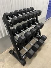 Image of Hex Dumbbell 5kg-30kg Set & 3 Tier Rack Full Home Gym Weights Training