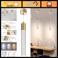 Image of Modern LED Pendant Light - 3 Color Temperatures, Gold Acrylic Chandelier for Hom