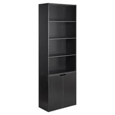 Image of 6 Tier Bookcase With 2 Door Cupboard Cabinet Storage Shelving Display Wood Shelf