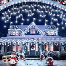 Image of CHRISTMAS LED WHITE SNOWING ICICLE BRIGHT PARTY WEDDING XMAS OUTDOOR LIGHTS