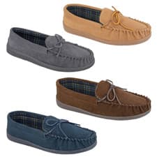 Image of Mens Mokkers Moccasin Slippers Real Suede Boys Comfort Shoes Adie MS461 UK6-12