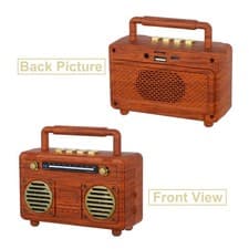 Image of Mini Retro Bluetooth Speaker 5W Power Sound Waterproof Vintage Style Portable UK