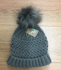 Image of Accessorize Knitted Woolly Bobble Hat Grey New Winter Christmas Gift Stocking