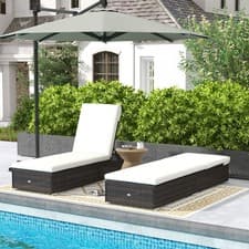 Image of Garden Rattan Recliner Lounger Furniture Sun Lounger Recliner Bed Light Grey