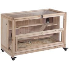 Image of PawHut Wooden Hamster Cage, 3-Tier Roden Small Animals Hutch, 99 x 50 x 69 cm