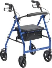 Image of Drive Devilbiss R6 Blue Aluminium Rollator with Padded Seat and Vinyl Underseat