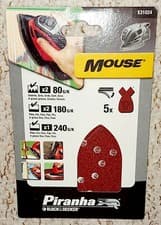 Image of Black & Decker Piranha Mouse Mixed Sanding Sheets 80GK,180GK,240GK X31024 pack 5