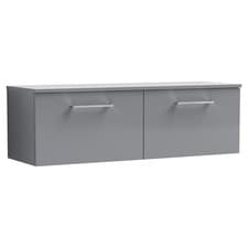 Image of Nuie Arno Satin Grey 1200mm Wall Hung 2 Drawer Vanity Unit with Worktop - ARN222