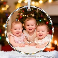 Image of Personalised Baby's First Christmas Bauble Any Photo & Text Baby Boy / Girl Gift