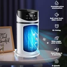 Image of Portable Air Conditioner Mini Air Cooler Quiet Table Fan Standing Fans Bedroom