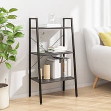 Image of 3-Tier Standing Shelf Black Engineered Wood & Steel 56x35x108 cm for home rooms