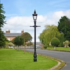 Image of 2.25m Black 'Kensington' Lamp Post and Lantern Set Garden Drive Pathway Lighting
