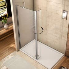 Image of Walk In Shower Enclosure Wet Room Screen&Flipper 8mm NANO Glass Panel Tray+Waste