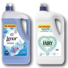 Image of Lenor Spring Awakening 250 Wash Fabric Conditioner 5L & Fairy Super Bundle