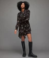 Image of ALLSAINTS Black Elise Viola Dress Size 12 RRP £199 **BRAND NEW WITH TAGS**