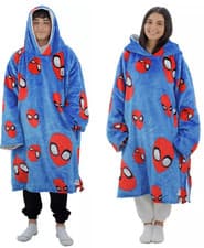 Image of Hugzee Spiderman Fleece Hooded Blanket Medium Fleece Hooded Pullover Blanket