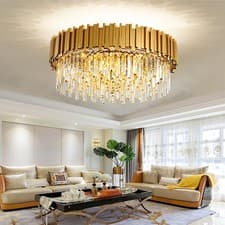 Image of Luxurious Contemporary Pendant Light, Modern Gold Chandelier K9 Crystal Light