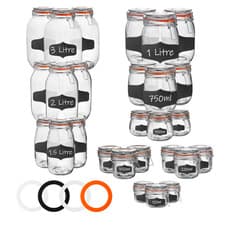 Image of Glass Storage Jars & Labels Vintage Kitchen Food Storage Container