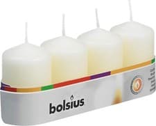 Image of Bolsius Pillar Candles Ivory Tray Of 4 60x40m