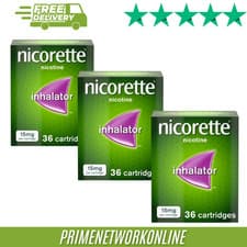 Image of Nicorette 15mg Inhalator – 36 Cartridges Pack of 3 ( 108 ) 100% ORIGINAL ⭐⭐⭐⭐⭐